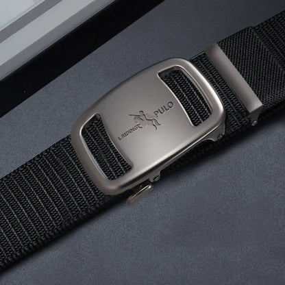 Black Automatic Buckle Belt Men Business Luxury Brand Quality Canvas Belt Casual Simple Wild Style Trendy Jeans Belt