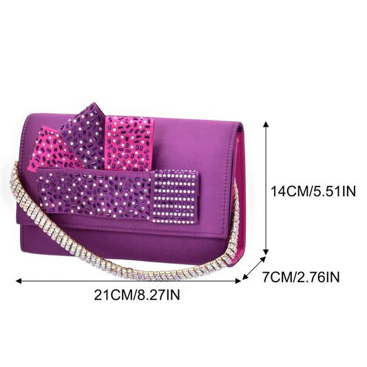 Luxury Shoe and Bag Set for Party in Women Italian Wedding Matching Shoes and Bag Decorated with Rhinestone Bride Shoes Designer