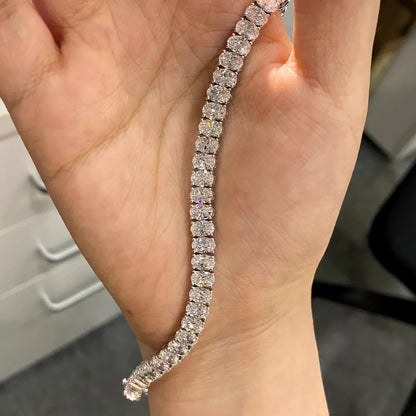 4*6MM Oval Cut Moissanite Tennis Bracelet For Women Man 100% S925 Silver D Color Lab Diamond Bracelet Party Fine Jewelry