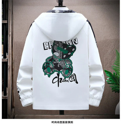 Spring Men Sportswear Tracksuit 2 Piece Running Sets Sports Hooded Jacket+Pant Sweatsuit Male Print Clothing Streetwear