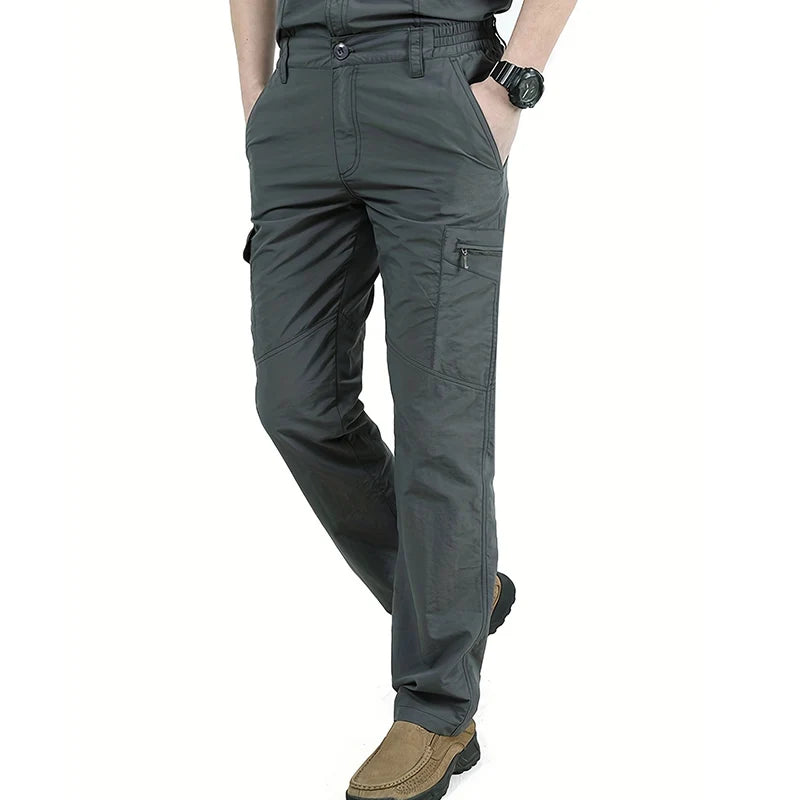 Casual Men Pants Summer Multiple Pockets Cargo Pants Quick Dry Thin Trousers Outdoor Hiking Workout Breathable Long Pant New