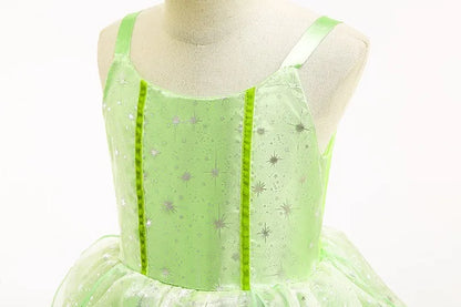 Girls Cosplay Green Fairy Tinker bell Dress Kids Princess Flower Fairy Wings Costume Party Tinkerbell Tinker Bell Dresses