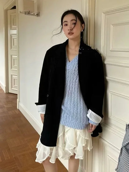 Kawaii Black Mini Skirts Women Summer 2025 Japanese Y2k Fashion Ruched Skirts Vintage Clothes Kawaii Ruffle Skirts Lace Trim