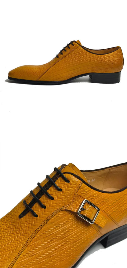 Premium Quality Men Dress Shoe Cowhide Leather Upper Wedding Party Banquet Men's Shoe Handmade Painting Formal Office Wearing
