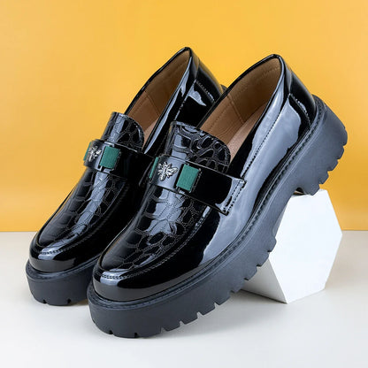2026 Fashion Bee Design Men's Leather Shoes Thick Sole Luxury  Slip On Loafers Comfort Fashio Business Party Formal Dress Shoes