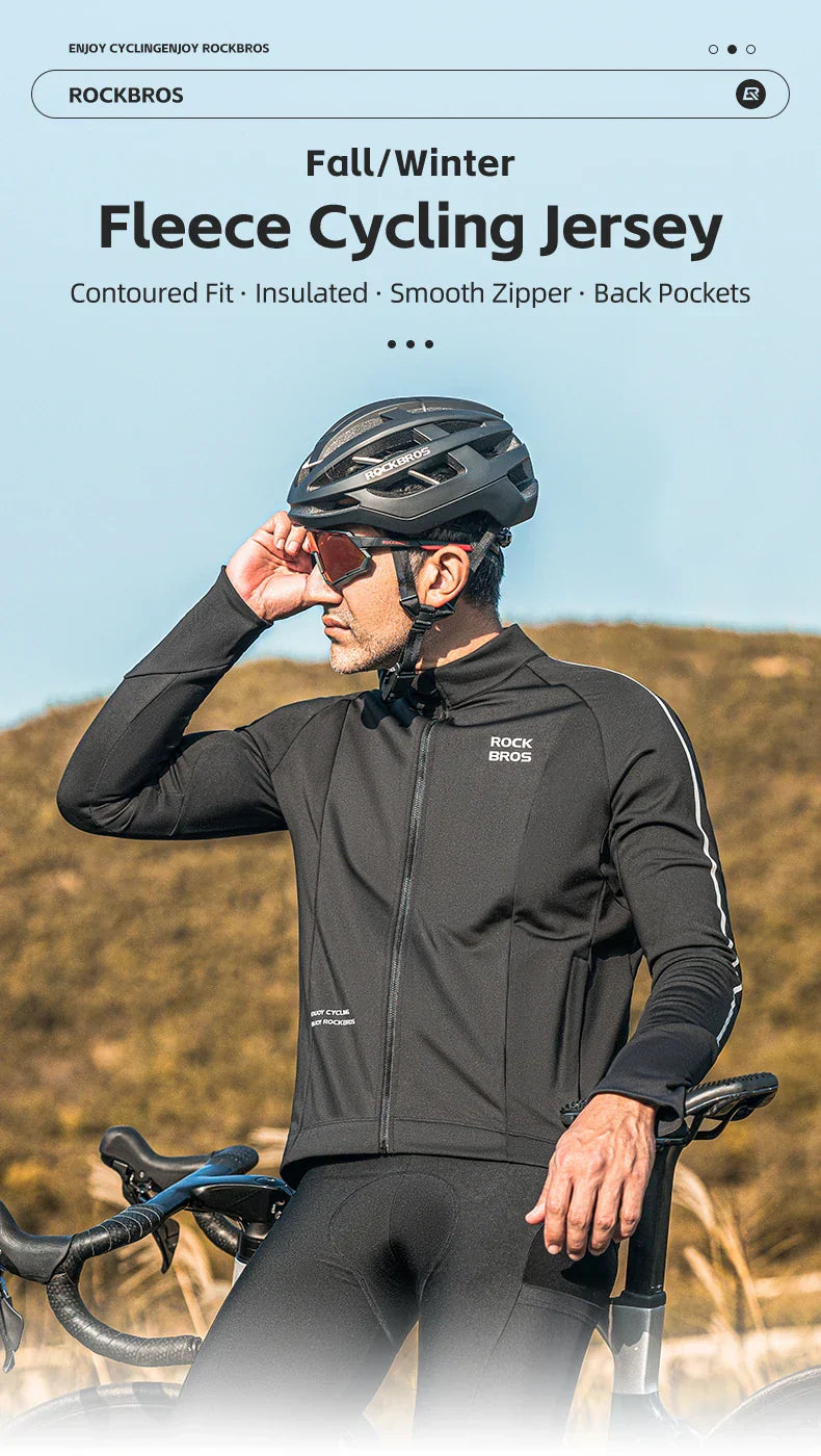 Bicycle Jersey Fall/Winter Fleece Cycling Clothing Thermal Long Sleeve Cycling Clothing Warmer Windproof Sportswear