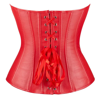 Women Sexy Leather Corset Top Overbust Punk Style Push Up Bustier Body Shaper Slimming Korset