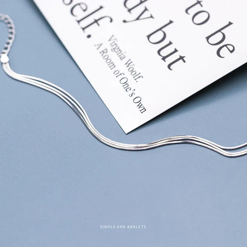 Simple Three Layer Snake Bone Chain for Women 925 Sterling Silver Fashion Link Chain Bracelet Fine Jewelry 2020 Design