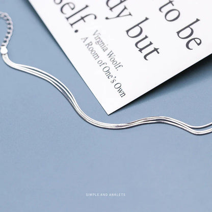 Simple Three Layer Snake Bone Chain for Women 925 Sterling Silver Fashion Link Chain Bracelet Fine Jewelry 2020 Design
