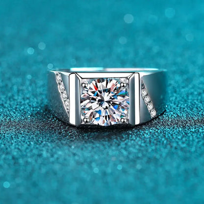 D VVS1 Moissanite Men Ring GRA Certified Diamond Sparkling Wedding Band Original 925 Sterling Silver Plated 18k rings