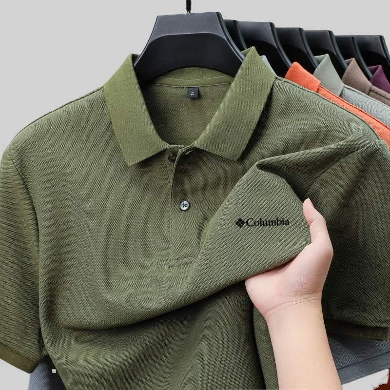 100% pure cotton new men's short sleeved summer comfortable breathable polo shirt, high-end brand designer embroidered T-shirt