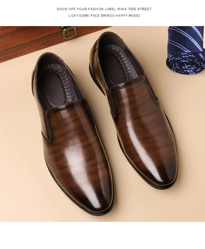Spring Autumn New Pointed Leather Shoes for Men Solid Color Business Casual Shoes Male Fashion Designer Dress Shoe Man