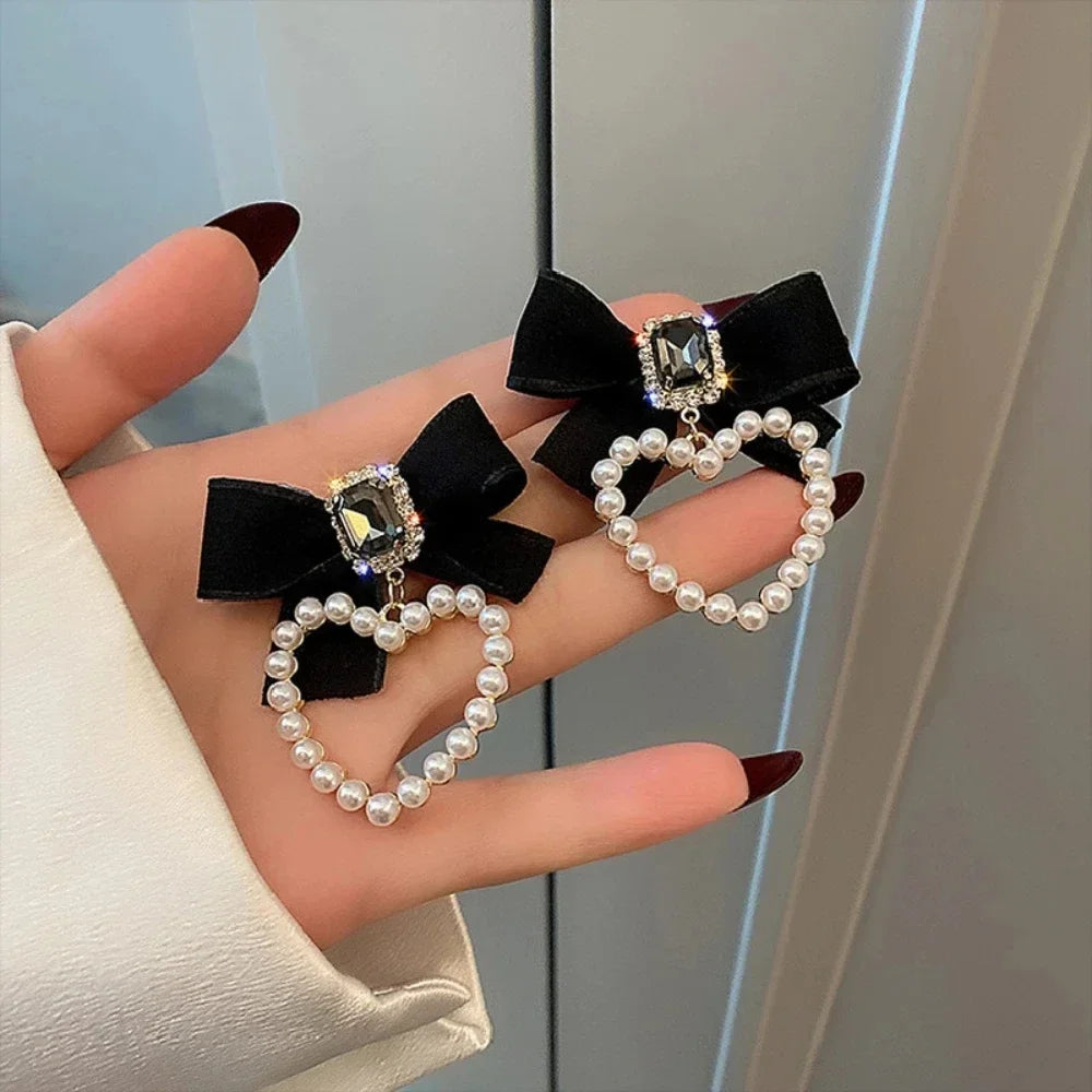 Temperament Stainless Steel Ribbon Long Tassel Bowknot Drop Dangle Earrings for Women Charm Party Jewelry Korean Fashion Gift