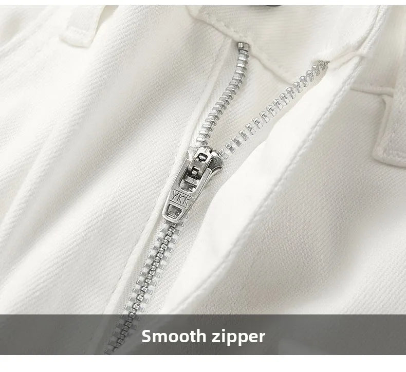 American Brand Men's Autumn Winter Straight-leg Slim Jeans High-quality Light Luxury Casual Versatile Fashion Korean Style Jeans