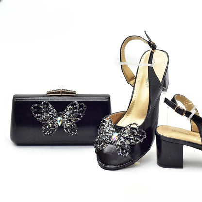 Conjunto de Sapatos e Bolsa Combinando para Festa Sapatos de Noiva Italiana e Conjunto de Bolsa para Festa Sapatos Femininos de Luxo Designer para Mulheres