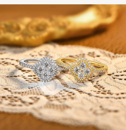 Classic Clover Moissanite Rings for Women Engagement Party 925 Silver 18k Gold Stackable Band Personalized Ring Jewelry