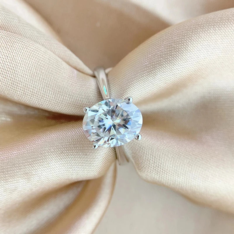 Oval Cut 1CT 2CT 3CT D Color Moissanite Rings for Women Lab Diamond Wedding Promise Band S925 Sterling Silver Jewelry