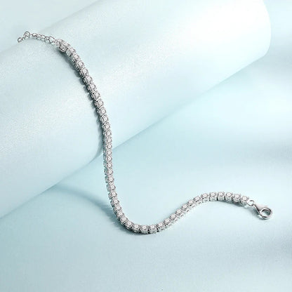 Sparkling 100% Real 0.1ct 3mm Full Moissanite Bracelet for Woman Girl Party S925 Sterling Silver Diamond 2mm Link Bracelets
