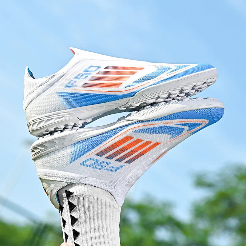 2555 High Quality Mens Soccer Shoes SLIP-ON Non-Slip Turf Soccer Cleats Boys TF/FG Training Football Boots Chuteira Campo F50