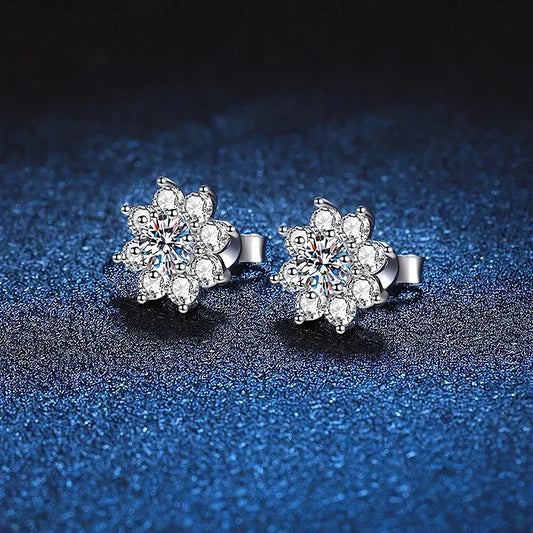 0.5ct Moissanite Stud Earrings For Women 925 Sterling Silver with White Gold Plated Diamond  Ear Studs Wedding Jewelry