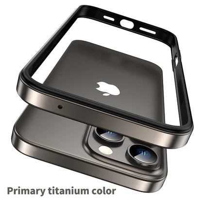 Titanium Metal Frame Bumper Shockproof Case for IPhone 17 Air 16 15 Pro Max Plus for Apple Solid Colour Protection Phone Cover