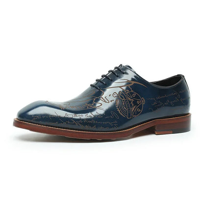 New Patent Leather Mens Formal Shoes Luxury Handmade Comfortable Genuine Leather Designer Green Blue Wedding Social Shoes Man