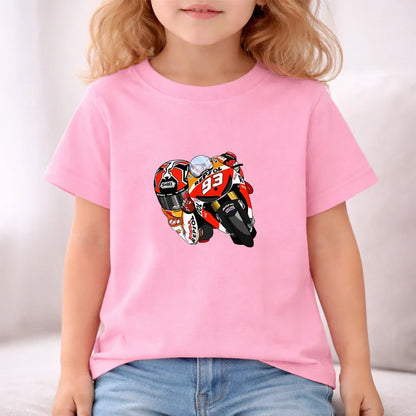Summer red Short Sleeve T Shirt +shorts 2 Piece Motorcycle race car number 93 Children Clothes Casual Boy Girl Kid Tracksuit