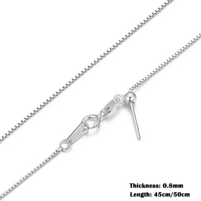 Classic Basic O-chain Solid 925 Sterling Silver Lobster Clasp Adjustable Necklace Box Cable Chain DIY Jewelry for Women
