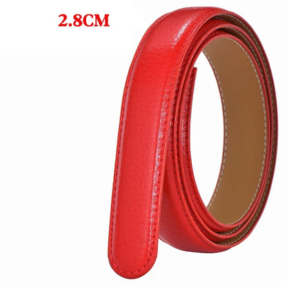 Men Women 2.4 2.8 3.0 3.5 cm Wide Belt No Buckle for Automatic Buckle High Quality PU Leather Belts Body Straps without Buckle