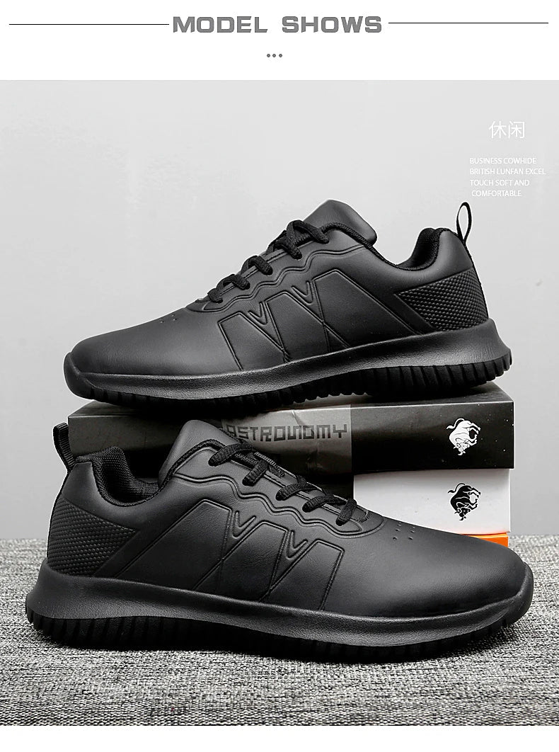 Causal Chef Shoes four Season new Lightweight Soft Sole Comfort Oil proof Men and Women's Chef Business Work Leather Shoe