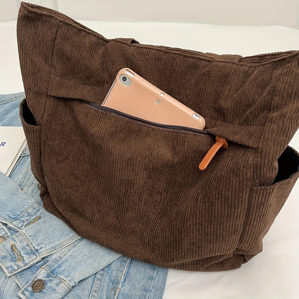 Fleece Canvas Bag Autumn and Winter New Versatile Large Capacity Tote Bag Student Single Shoulder Commuting Tote Bag