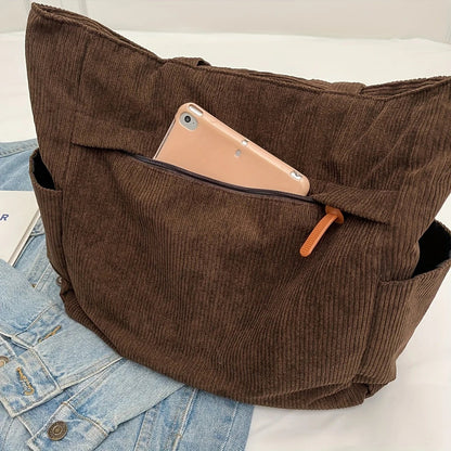 Fleece Canvas Bag Autumn and Winter New Versatile Large Capacity Tote Bag Student Single Shoulder Commuting Tote Bag