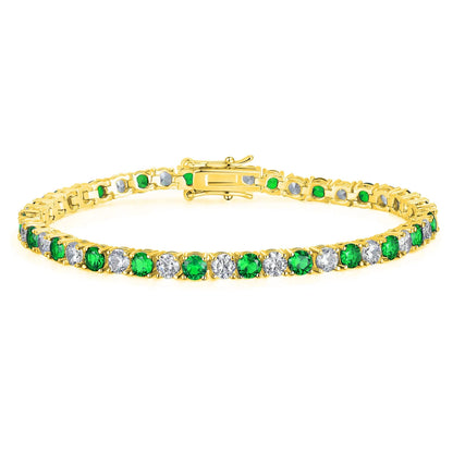 4mm 5mm Moissanite Diamond Tennis Necklace for Women Men 925 Sterling Silver Yellow Gold Color Lab Sapphire Emerald