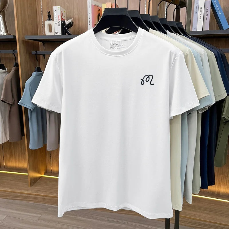 Men's New Summer High Quality Cooling Sensation T-Shirt Round Neck Brand Printing Short Sleeves Tops Leisure Fashion Men Swear