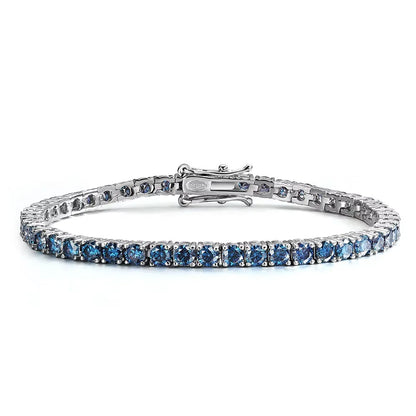 Blue Moissanite Tennis Bracelets for Women Man 3mm 4mm Lab Grow Diamond with Certificate 925 Silver Plated 18k Bracelet