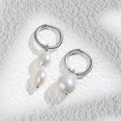 925 Sterling Silver Earring Fashion Geometry Butterfly Zircon Asymmetry Pearl Drop Earring Simple Temperament Trend Women Ear Je