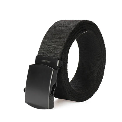 New Unisex Automatic Buckle Fashion Nylon Belt Classic Popular Casual Light Practical Woven Smooth Women Men Canvas Belt 3.8cm