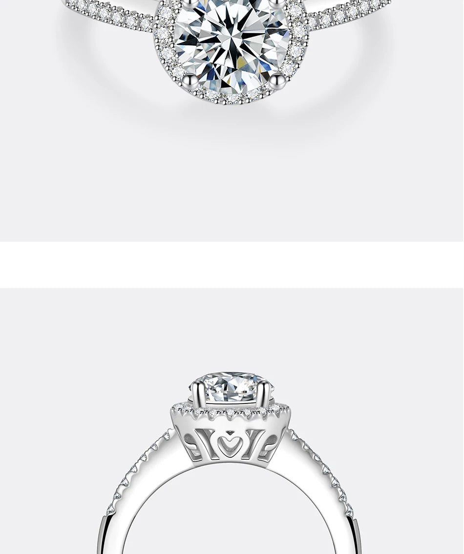 Moissanite Ring For Women S925 Pure Silver Plated 18K White Gold Round Diamond Proposal Wedding High-end Jewelry