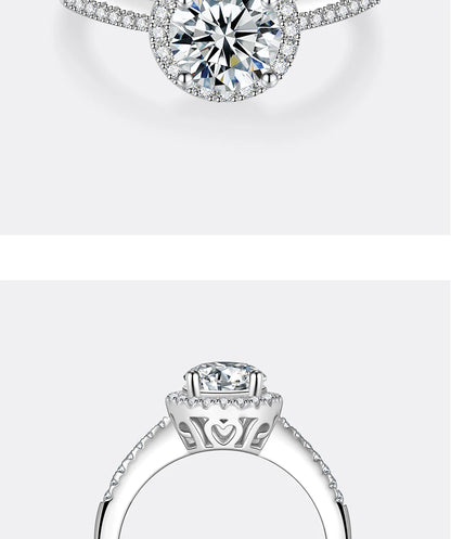 Moissanite Ring For Women S925 Pure Silver Plated 18K White Gold Round Diamond Proposal Wedding High-end Jewelry