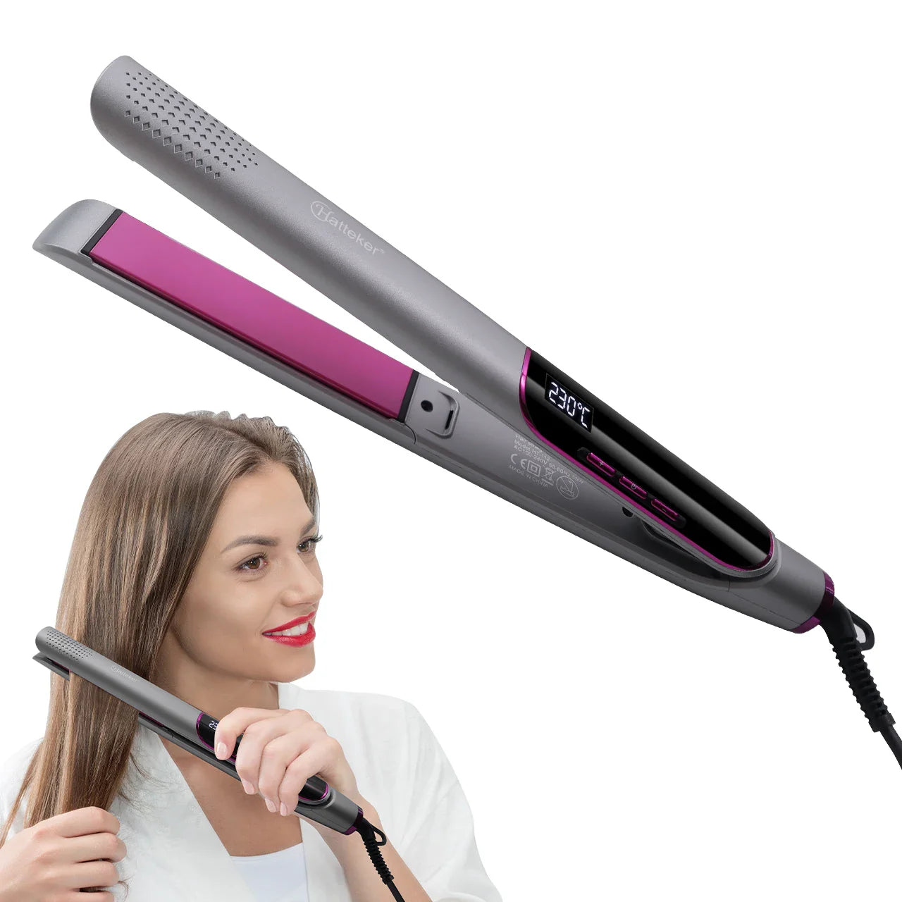 Hatteker Hair Straightener Professional Tourmaline Ceramic Keratin Hair Flat Iron 2 In 1 Salon Hair Styling Tools Curling Irons