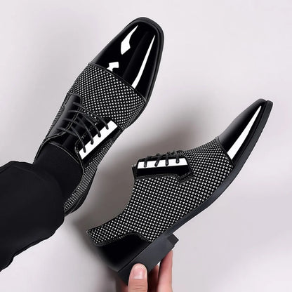 Men's Dress Shoes Classic Lace-up Formal Oxfords Modern Tuxedo Business Casual Scale Pattern Comfort Formal Shoes for Men