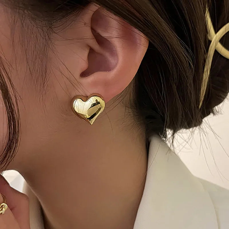 925 Sterling Silver Vintage Gold Round Earrings For Women Trendy Earring Jewelry Prevent Allergy Party Accessories Gift