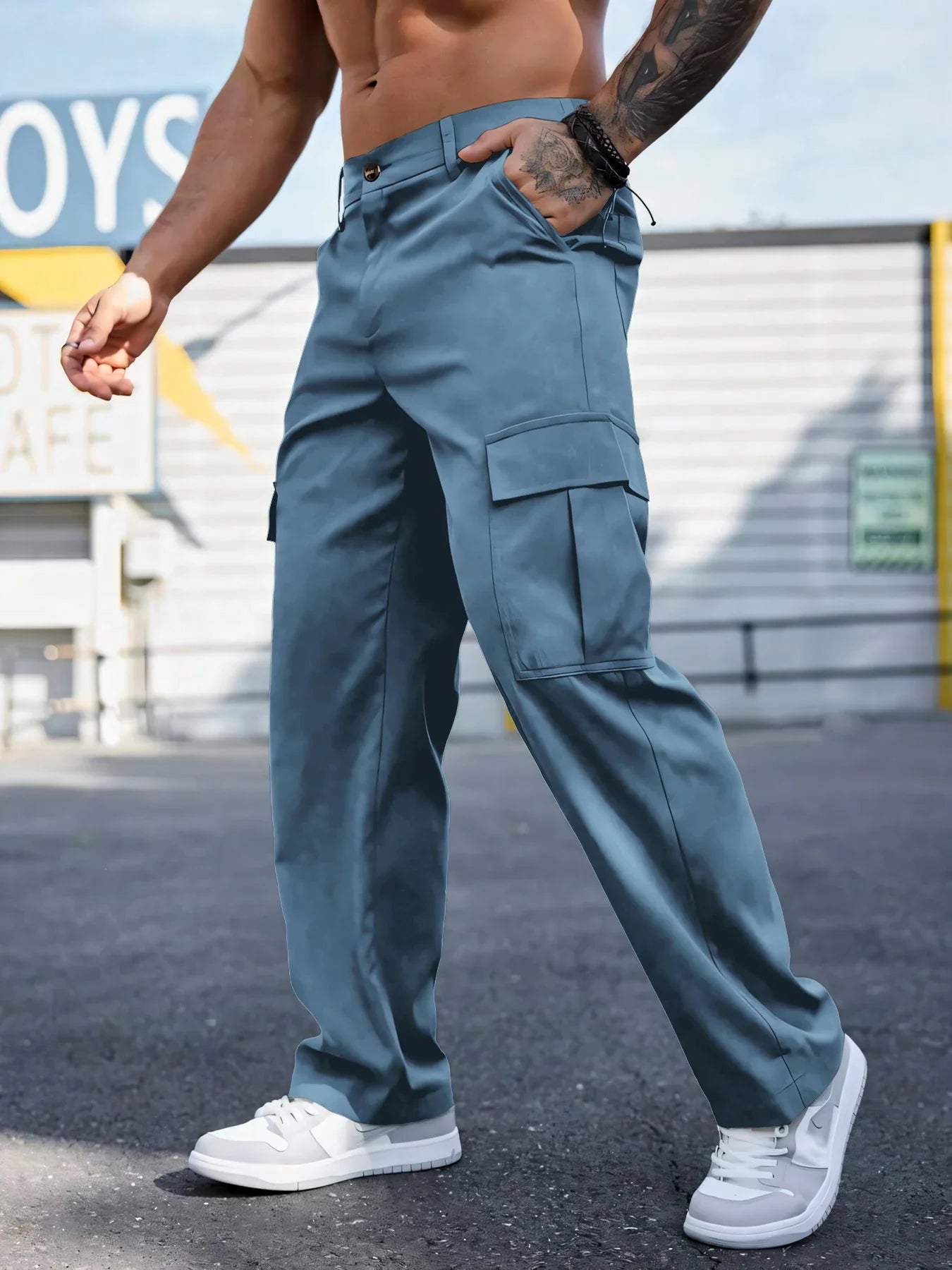 Men's Workwear Pants Wear-Resistant Sports Straight Leg Loose Summer Multi-Pocket Casual Trousers