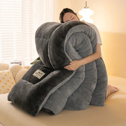 Winter Thick Coral Fleece Quilt Blanket Weighted Milk Velvet Snowflake Flannel Duvet Keep Warm Comforter for Student Dorm