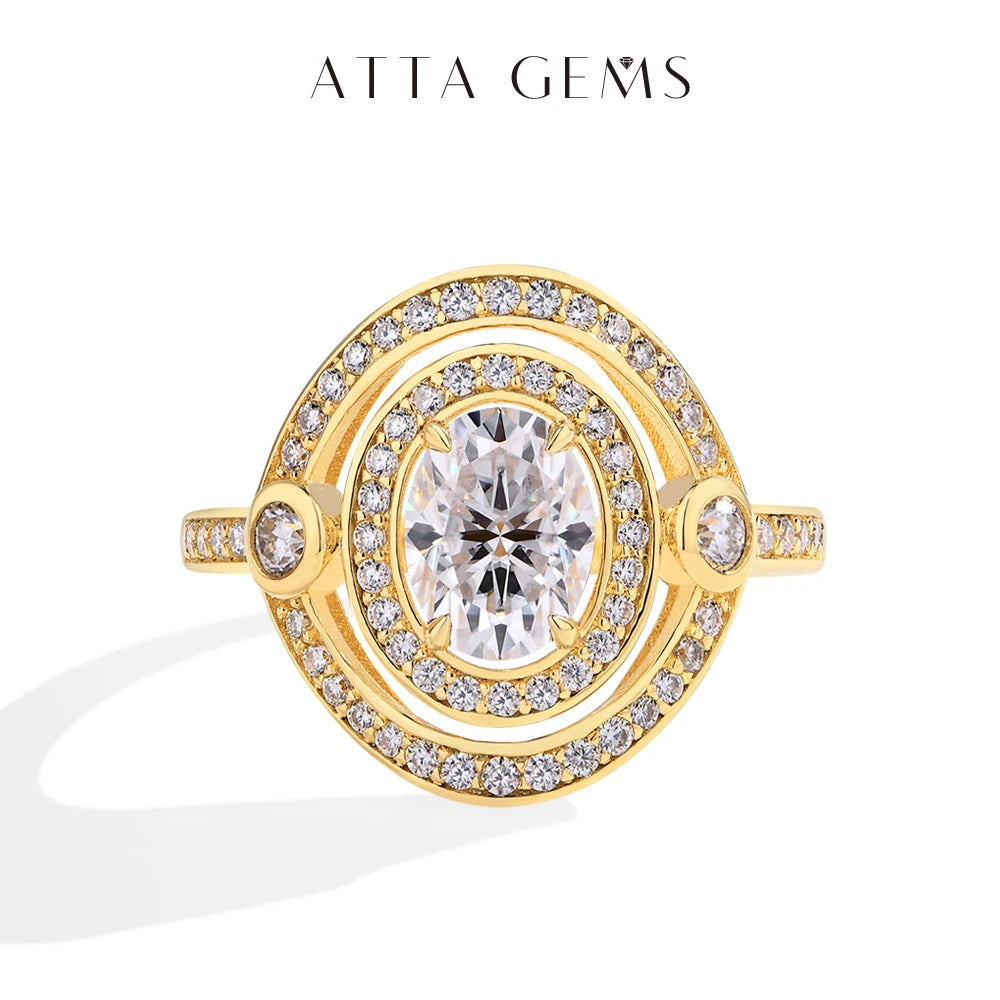 S925 Sterling Silver Moissanite Rings for Women Oval Cut 1.5CT Diamond Engagement Wedding Jewelry Gift With Certificate