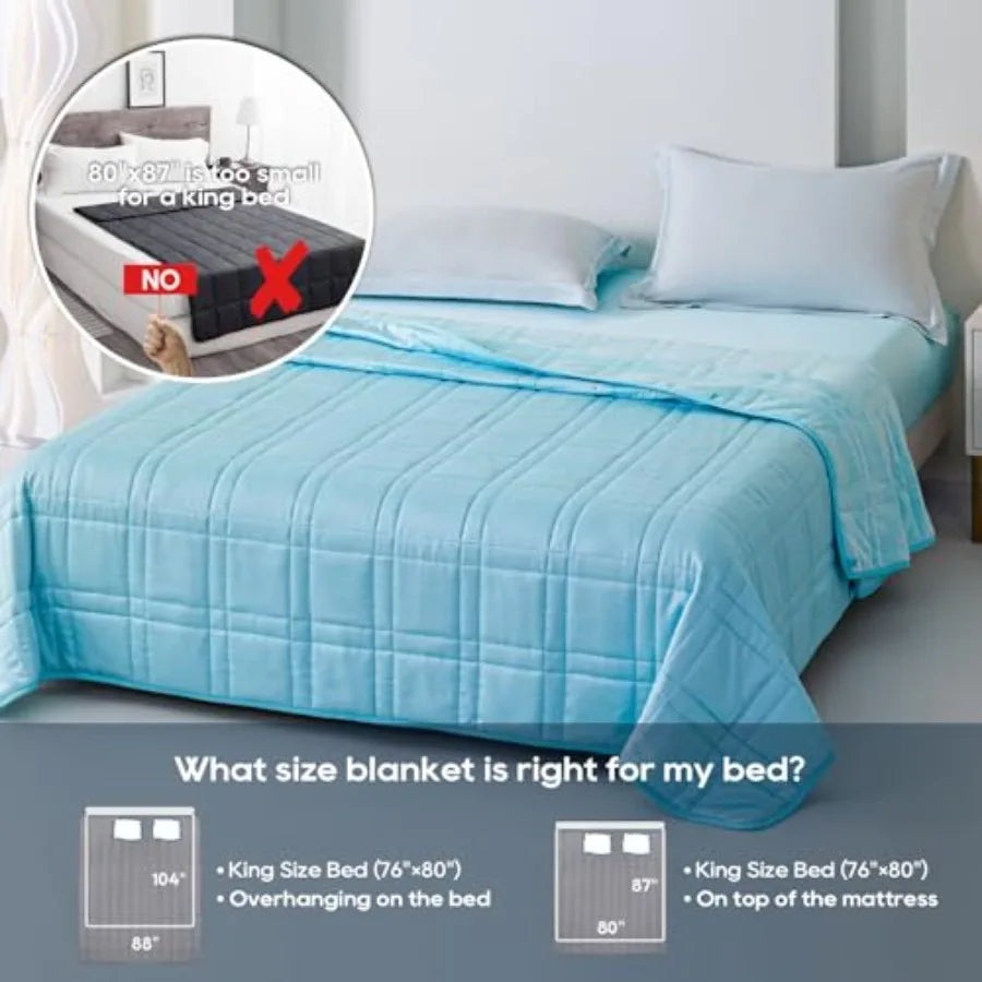King Size Weighted Blanket 20lbs 88''x104'', Dual-Sided,Reversible King Weighted Blanket with Cozy Warm Velvet Cooling Tencel F