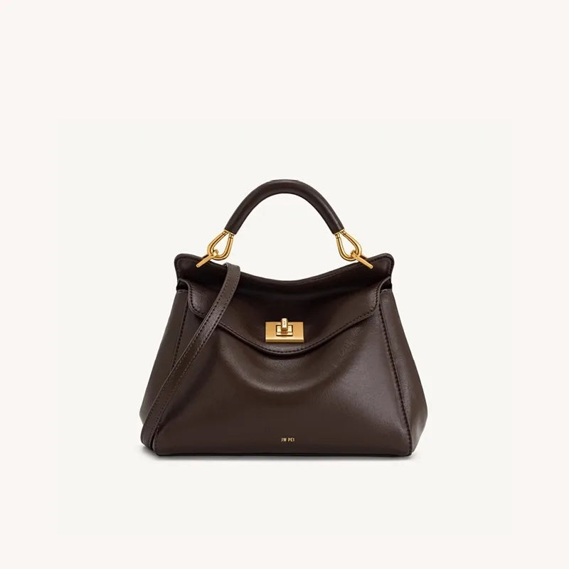Spring&Autumn buckle bag niche fashion genuine leather shoulder crossbody bag buckle high-end versatile Women handbag