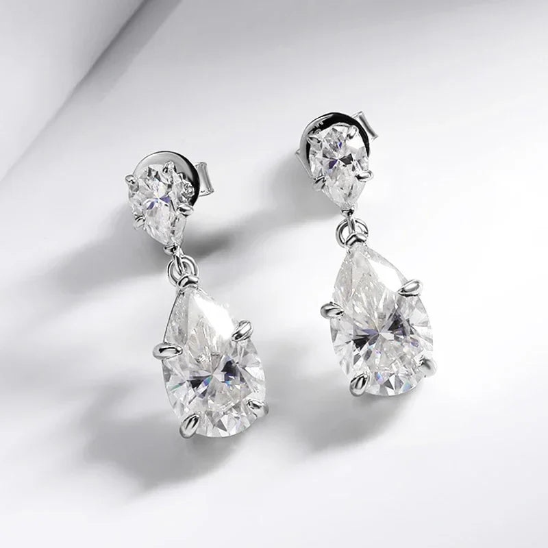 7cttw Pear Cut 100% D Color Full Moissanite Drop Earrings for Women Top Quality 925 Sterling Silver Plated 18k Jewelry