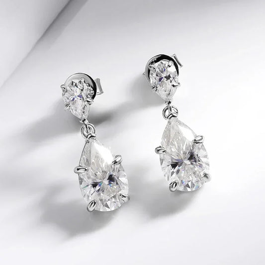 7cttw Pear Cut 100% D Color Full Moissanite Drop Earrings for Women Top Quality 925 Sterling Silver Plated 18k Jewelry