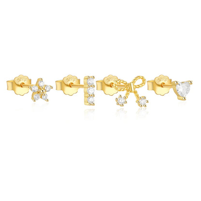 CANNER Set Double Layer Smooth Classic Hoop Earrings For Women 925 Sterling Silver Ins Flower Color Zircon Earrings Fine Jewelry